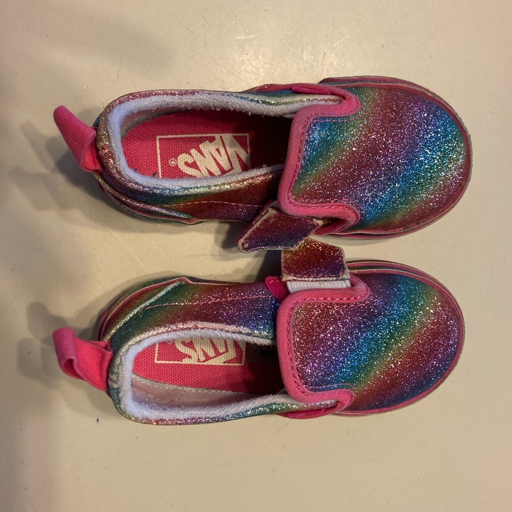 Toddler girls sparkle/glitter slip on vans size 7